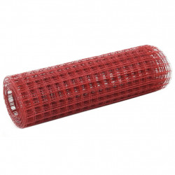 Ogrodzenie z siatki, stal i PVC, 10x0,5 m, czerwone
