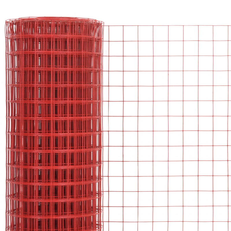 Ogrodzenie z siatki, stal i PVC, 10x1,5 m, czerwone