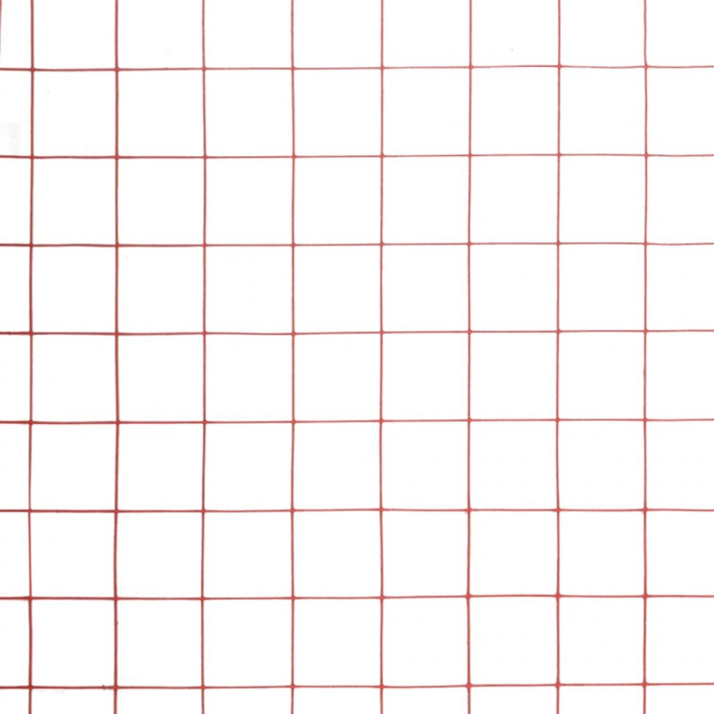 Ogrodzenie z siatki, stal i PVC, 25x1,5 m, czerwone