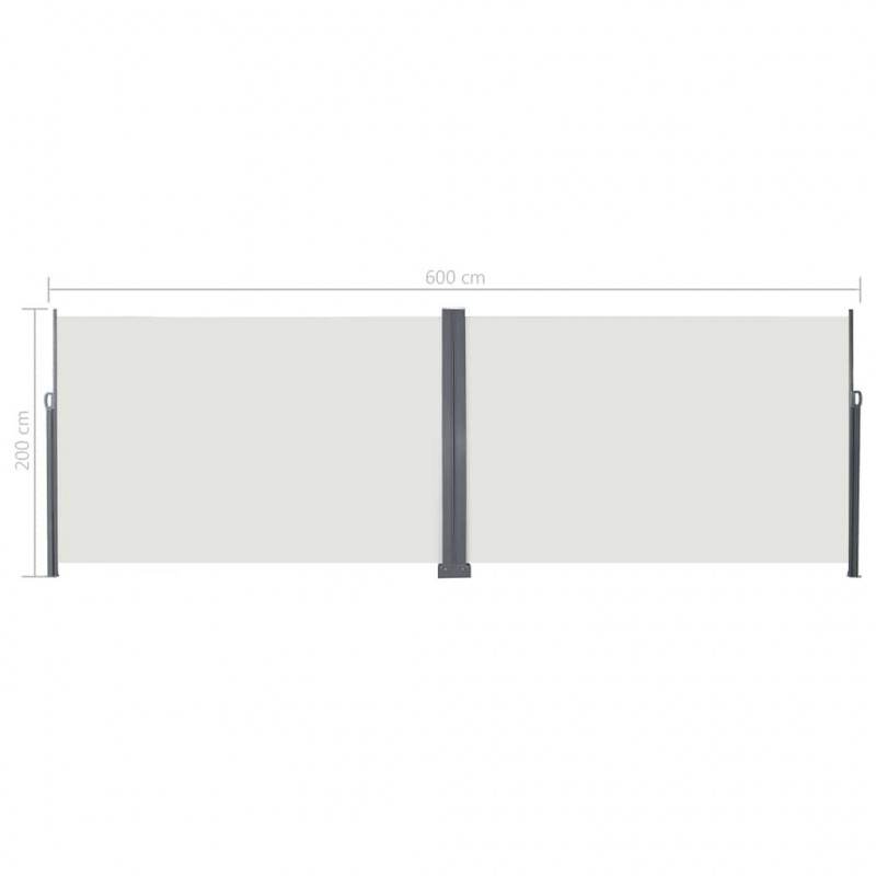 Rozkładany boczny markiz Kremowy 600 x 200 cm Metal