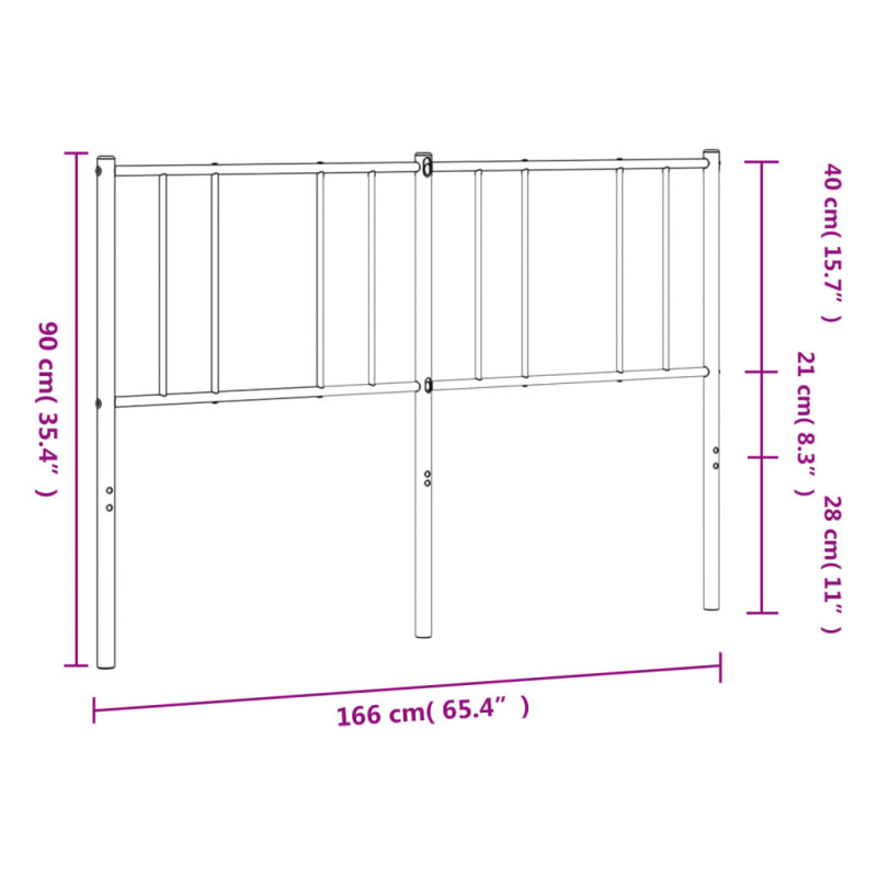 Metalowe wezgłowie, białe, 160 cm