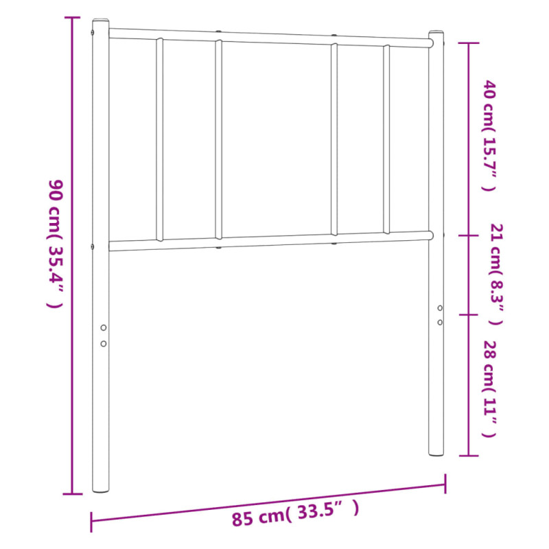 Metalowe wezgłowie, czarne, 80 cm