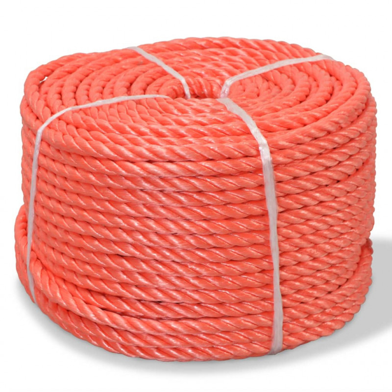 Skręcana lina z polipropylenu, 12 mm, 500 m, pomarańczowa