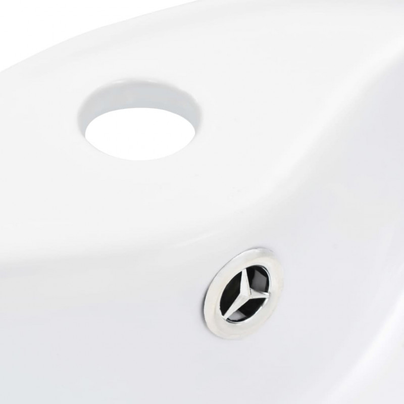 Umywalka z przelewem, 36 x 13 cm, ceramiczna, biała