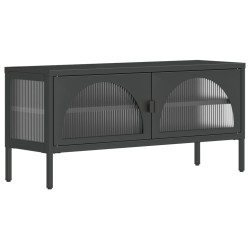Szafka pod telewizor, czarna, 105x35x50 cm, szkło i stal