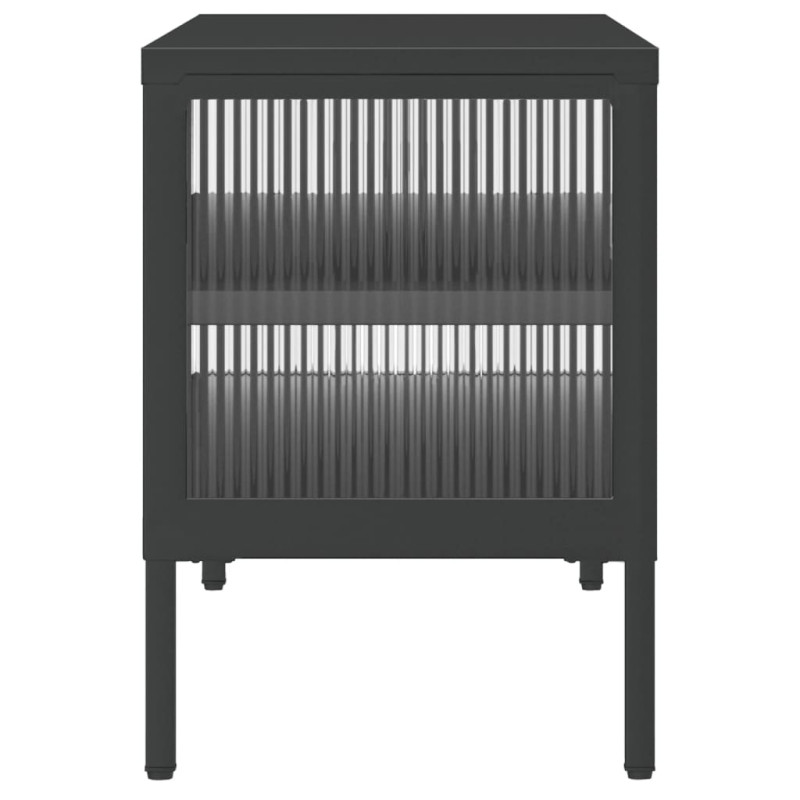 Szafka pod telewizor, czarna, 105x35x50 cm, szkło i stal