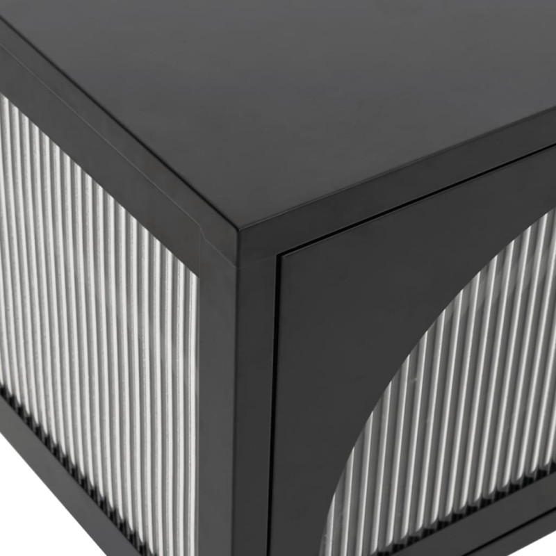 Szafka pod telewizor, czarna, 105x35x50 cm, szkło i stal