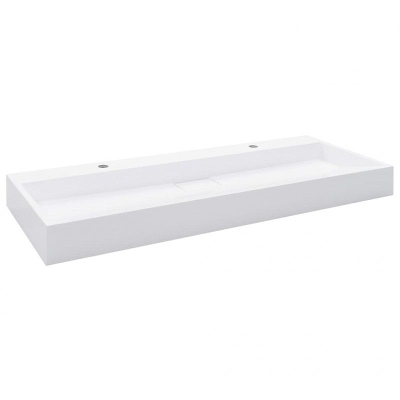 Umywalka, 120x46x11 cm, kompozyt mineralny/marmurowy, biała