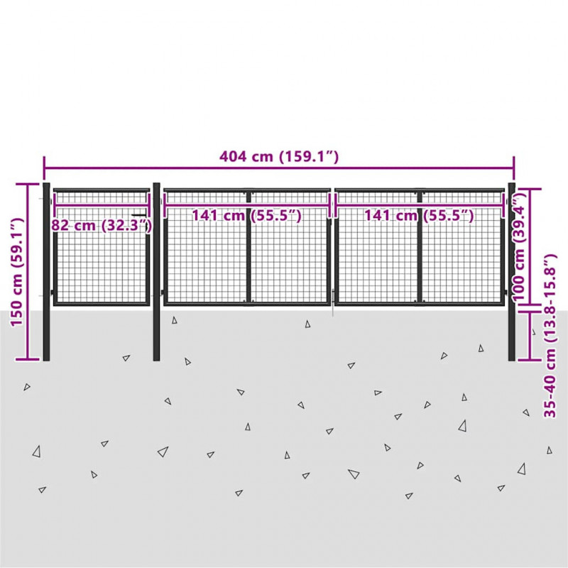 Brama ogrodowa stalowa 400x100 cm antracyt