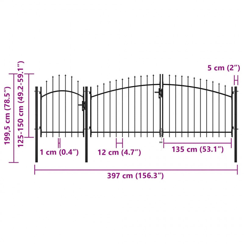 Brama ogrodowa Woerden stalowa 1,5X4 m czarna