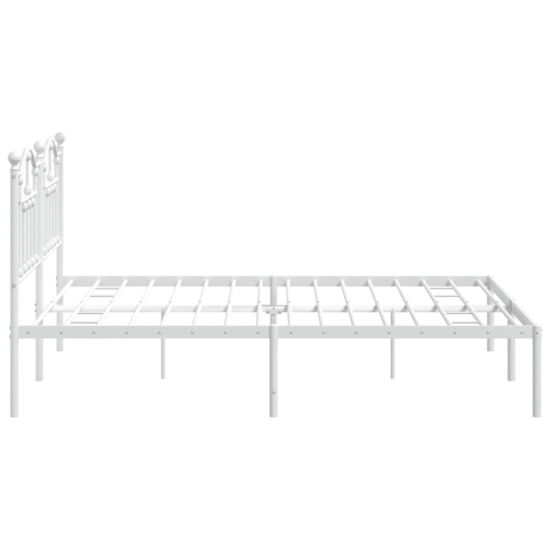 Metalowa rama łóżka z wezgłowiem, biała, 180x200 cm