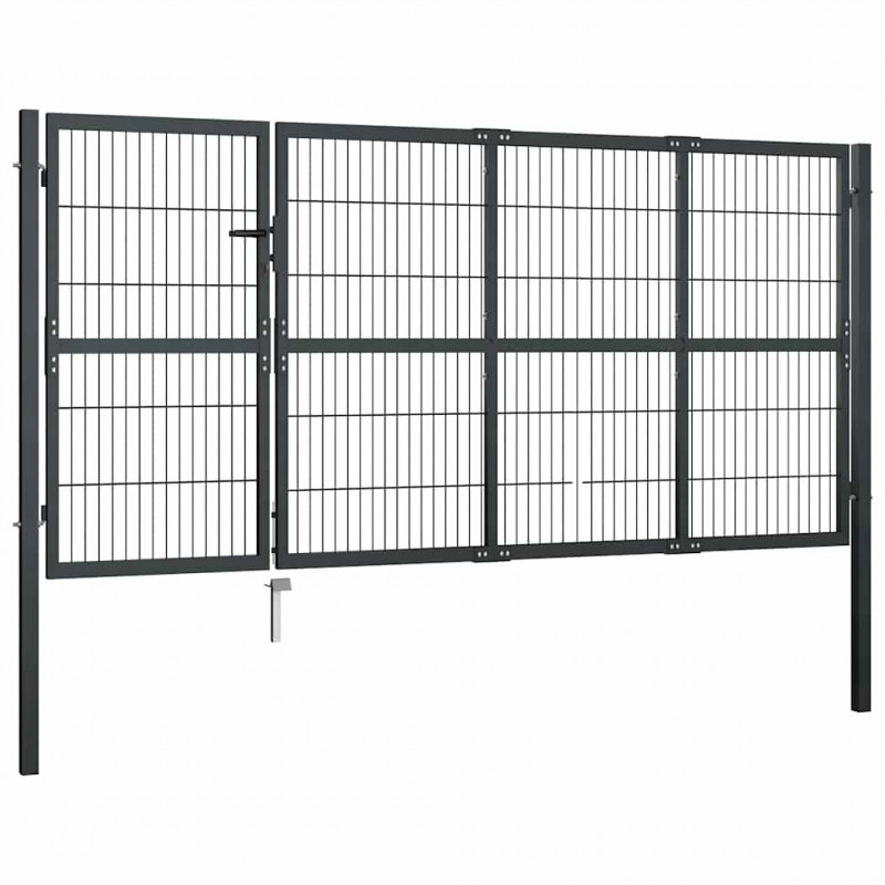 Brama ogrodowa ze słupkami stalowa 350x120 cm antracyt