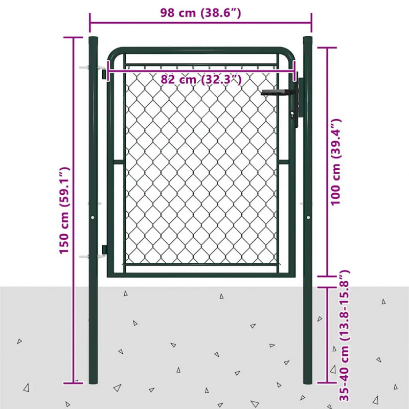 Brama ogrodowa stalowa 100x100 cm zielona