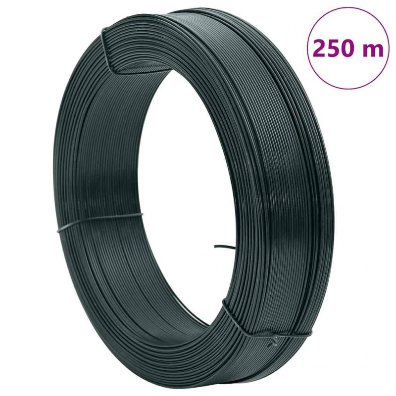 Drut naciągowy do ogrodzenia, 250 m, 0,9/1,4 mm, stal, zielony