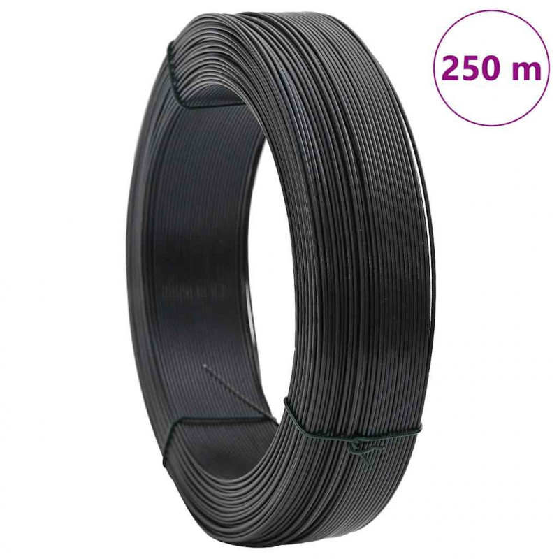 Drut naciągowy do ogrodzenia, 250 m, 1,6/2,5 mm, stal, antracyt