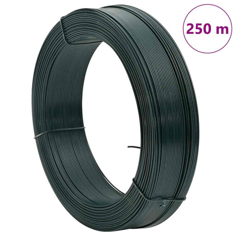 Drut naciągowy do ogrodzenia, 250 m, 2,3/3,8 mm, stal, zielony
