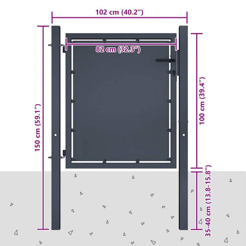 Brama ogrodowa stalowa 100x100 cm antracyt