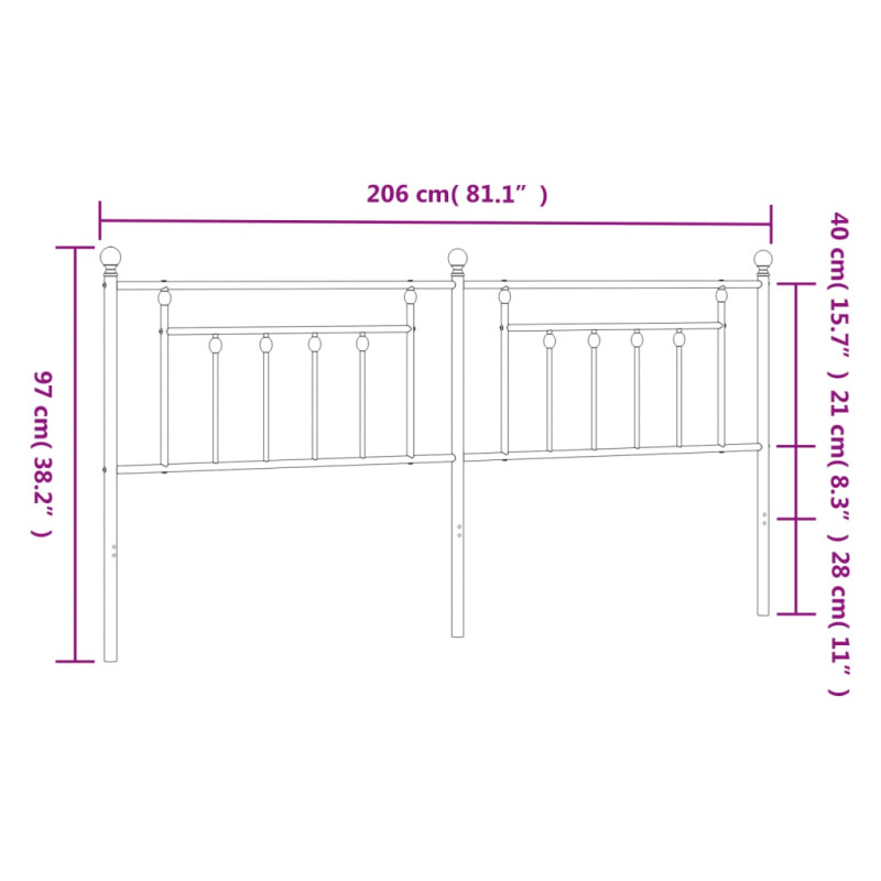 Metalowe wezgłowie, białe, 200 cm