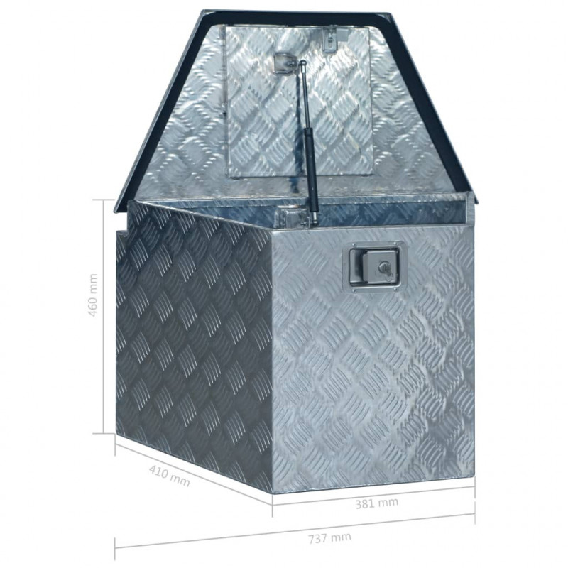 Aluminiowa skrzynia, 737/381 x 410 x 460 mm, srebrna