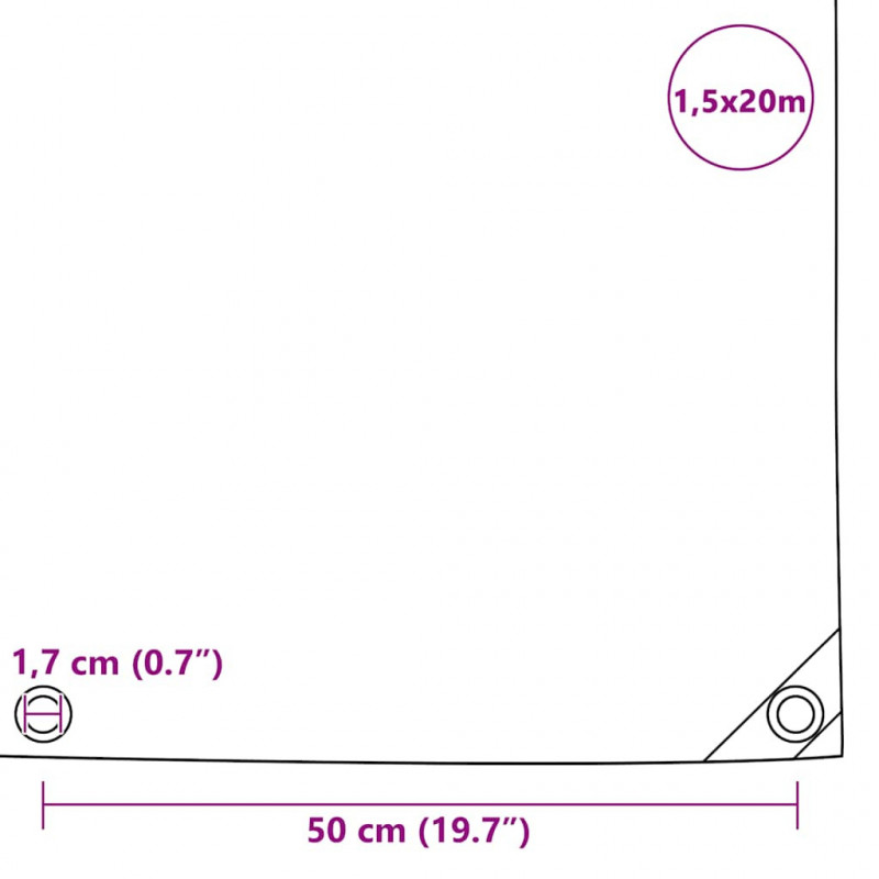 Plandeka 650 g/m², 1,5 x 20 m, szara