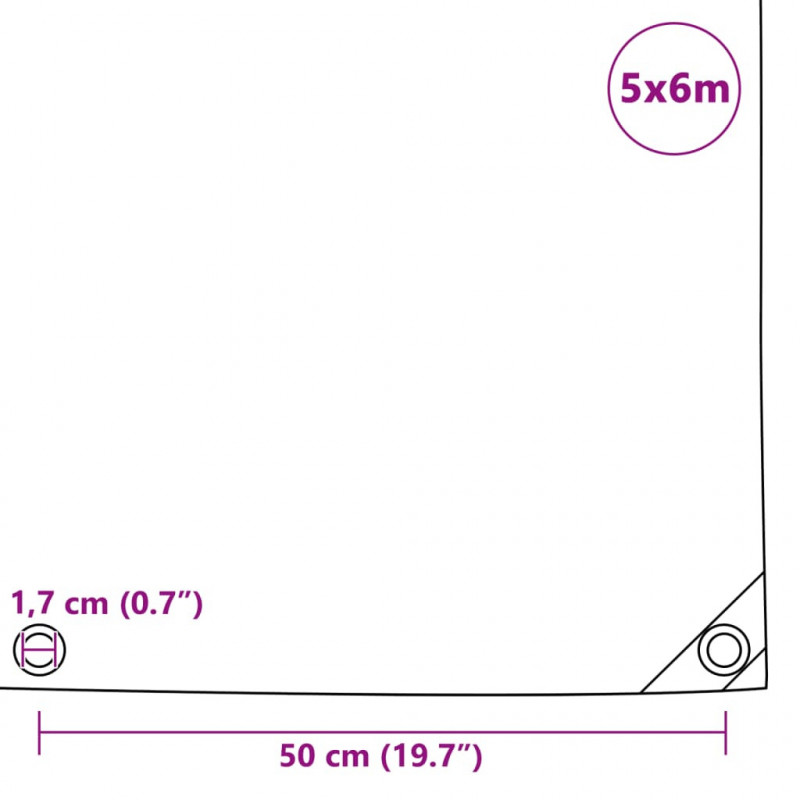 Plandeka 650 g/m², 5 x 6 m, szara
