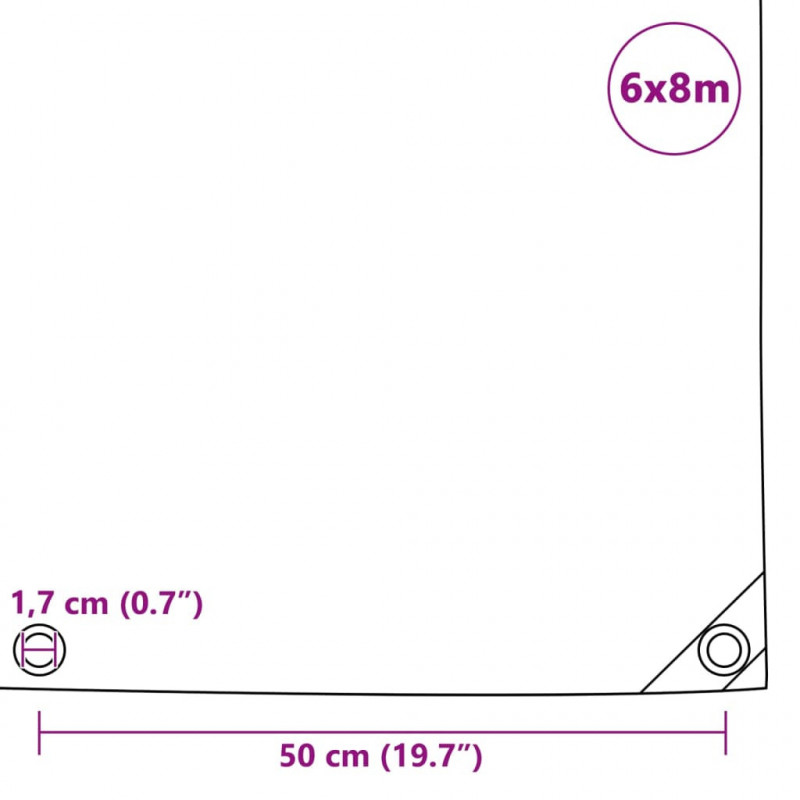 Plandeka 650 g/m², 6 x 8 m, szara