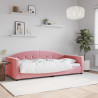 Sofa z funkcją spania, różowa, 90x200 cm, obita aksamitem
