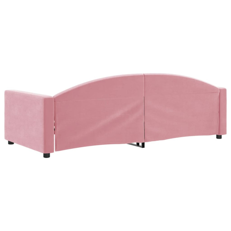 Sofa z funkcją spania, różowa, 90x200 cm, obita aksamitem