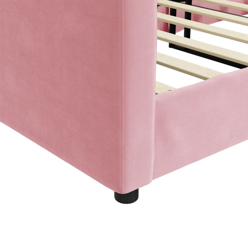 Sofa z funkcją spania, różowa, 90x200 cm, obita aksamitem