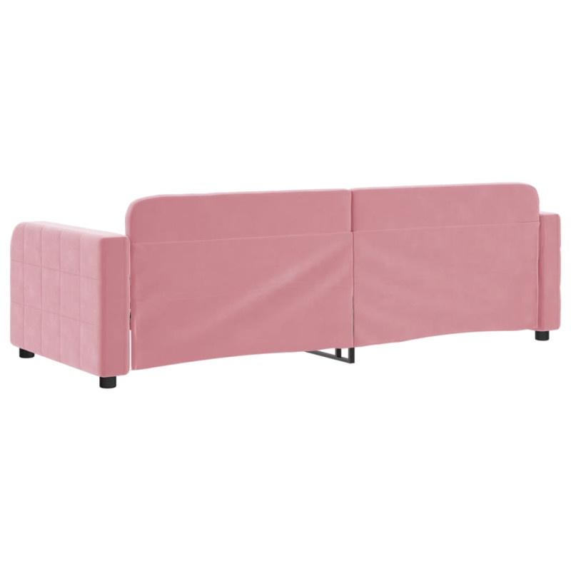 Sofa z funkcją spania, różowa, 80x200 cm, obita aksamitem