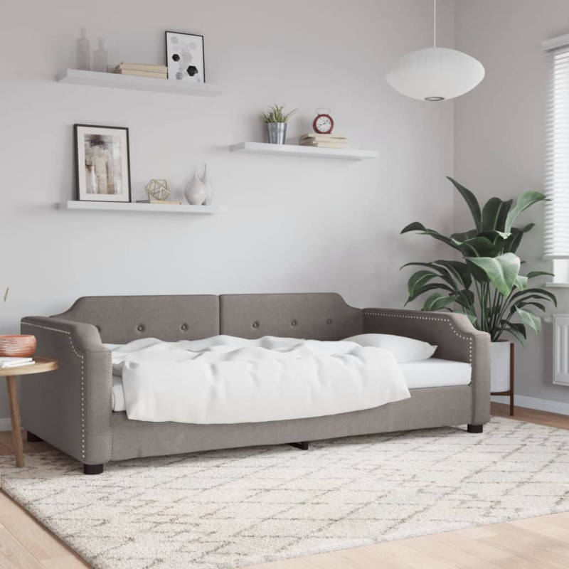 Sofa z funkcją spania, kolor taupe, 90x200 cm, obita tkaniną