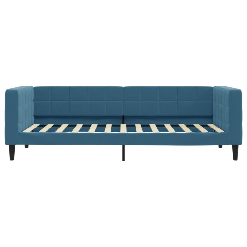 Sofa z funkcją spania, niebieska, 100x200 cm, obita aksamitem