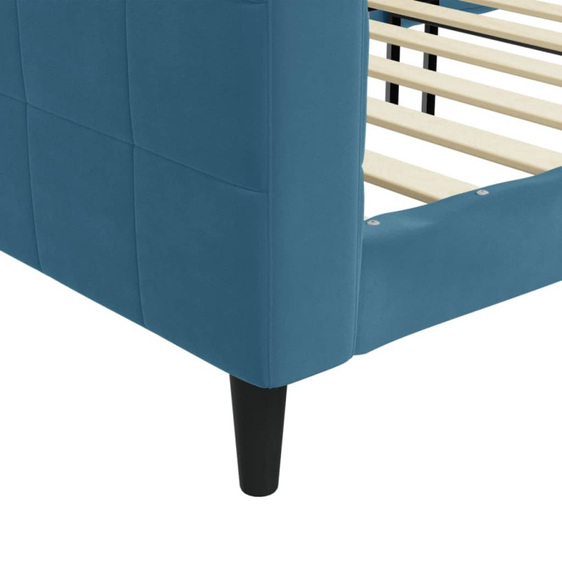 Sofa z funkcją spania, niebieska, 100x200 cm, obita aksamitem