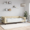 Sofa z funkcją spania, kremowa, 100x200 cm, obita tkaniną