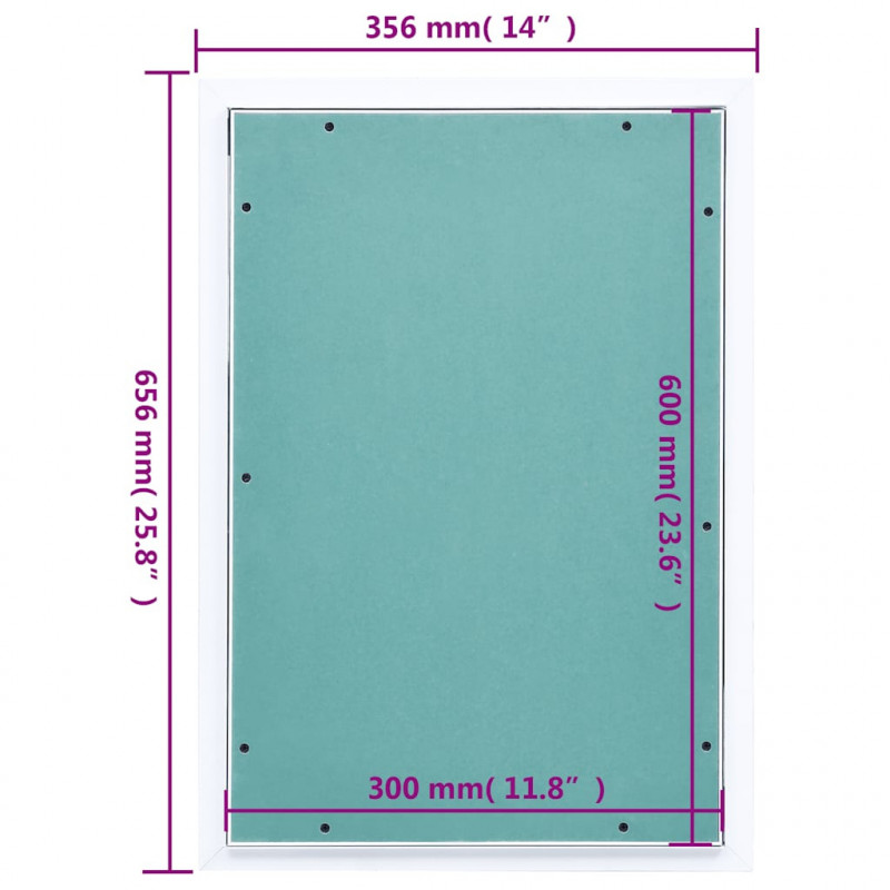 Panel rewizyjny z aluminiową ramą i płytą z gipsu, 300x600 mm