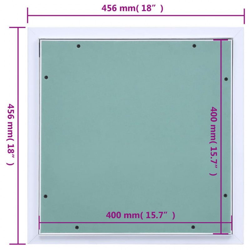 Panel rewizyjny z aluminiową ramą i płytą z gipsu, 400x400 mm