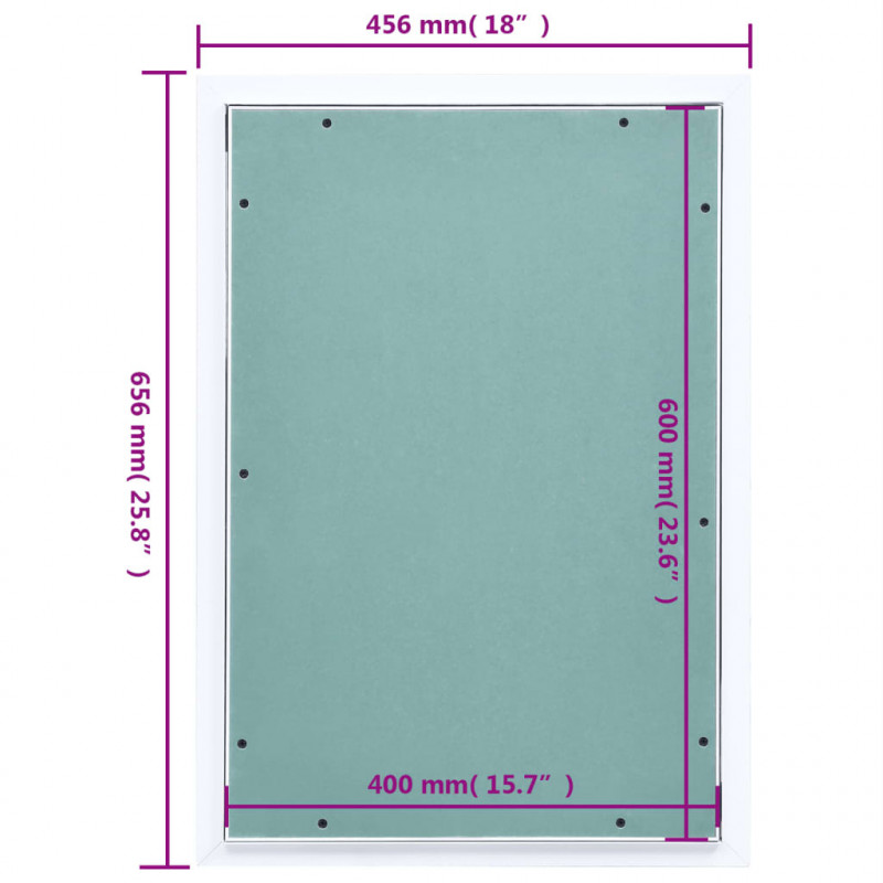 Panel rewizyjny z aluminiową ramą i płytą z gipsu, 400x600 mm