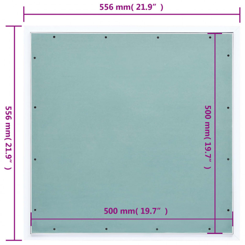 Panel rewizyjny z aluminiową ramą i płytą z gipsu, 500x500 mm