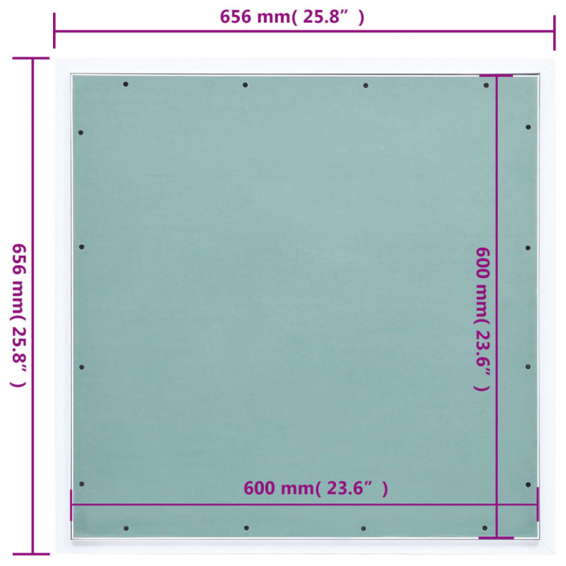Panel rewizyjny z aluminiową ramą i płytą z gipsu, 600x600 mm