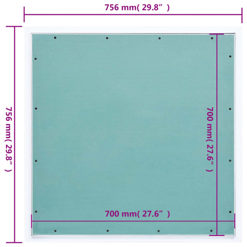 Panel rewizyjny z aluminiową ramą i płytą z gipsu, 700x700 mm