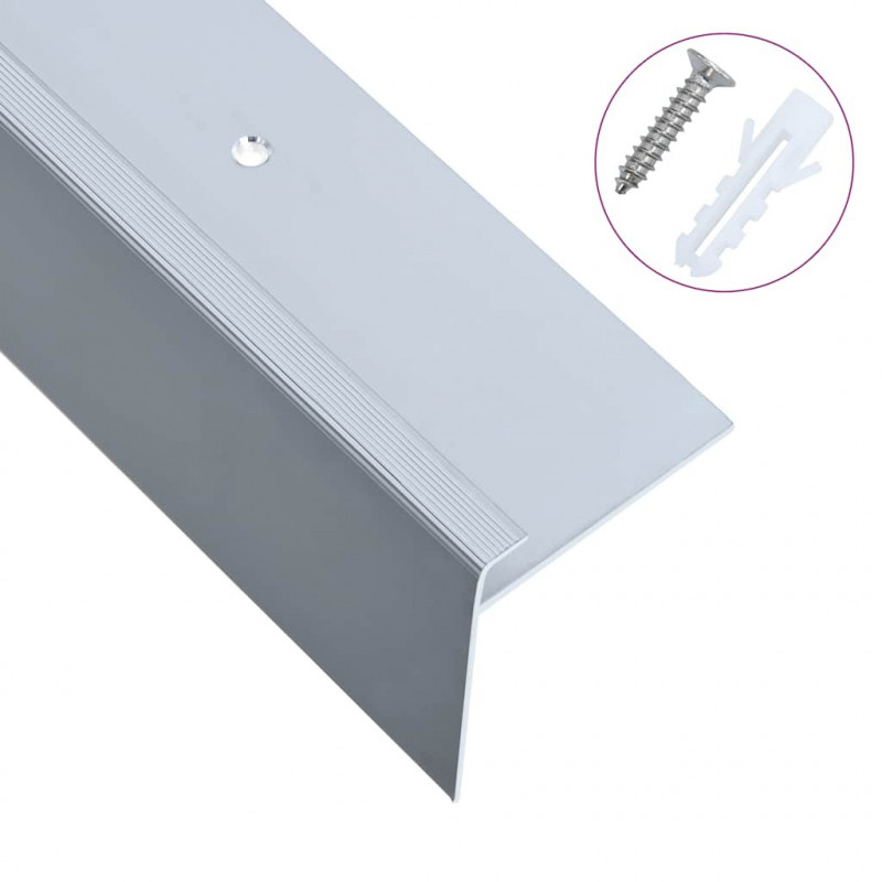 Profile schodowe, kształt F, 15 szt., aluminium, 90 cm, srebrne