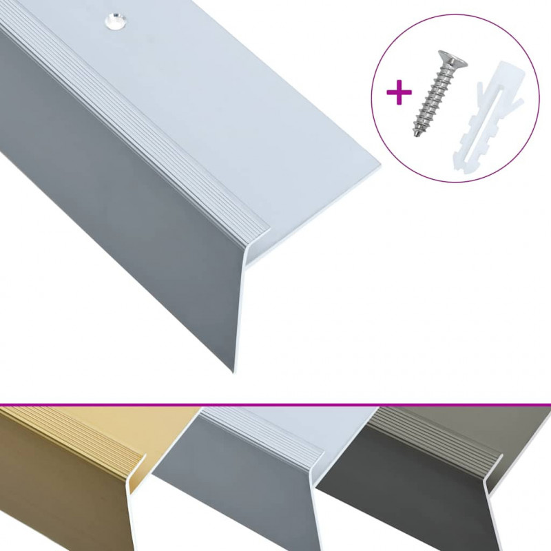 Profile schodowe, kształt F, 15 szt., aluminium, 90 cm, srebrne