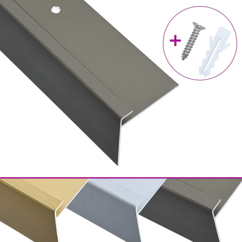 Profile schodowe, kształt F, 15 szt., aluminium, 134 cm, brąz