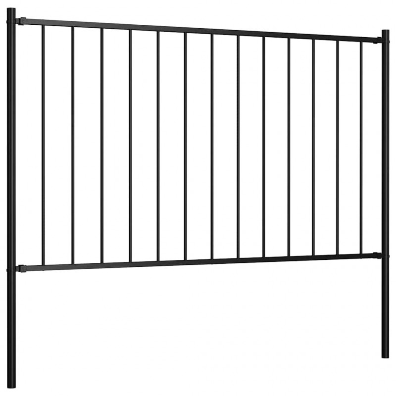 Panel ogrodzeniowy Woerden ze słupkami stalowymi 1,7x1 m czarny