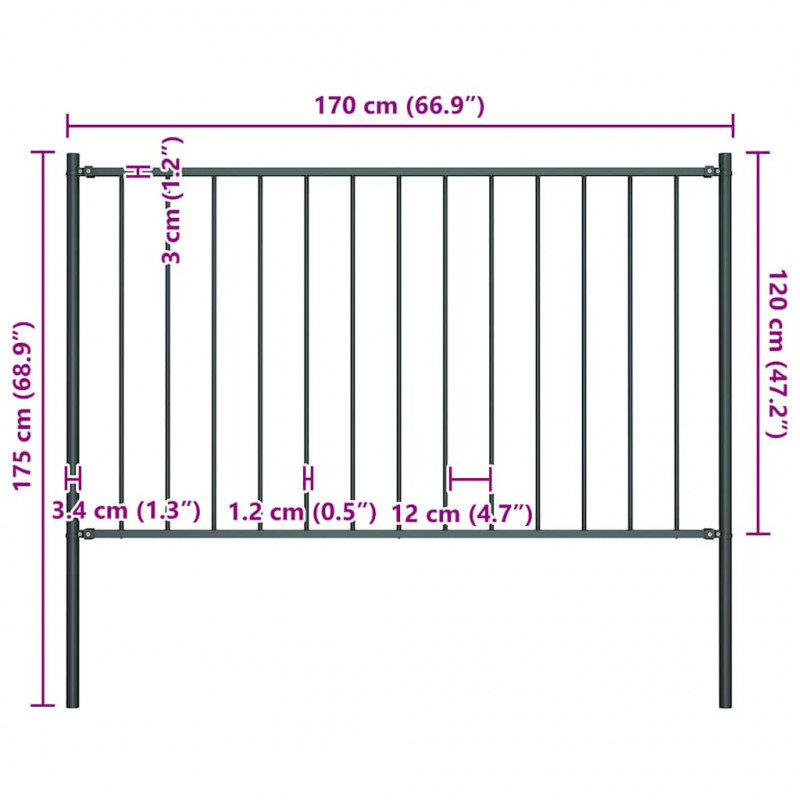 Panel ogrodzeniowy Woerden ze słupkami stalowymi 1,7x1,25 m antracyt