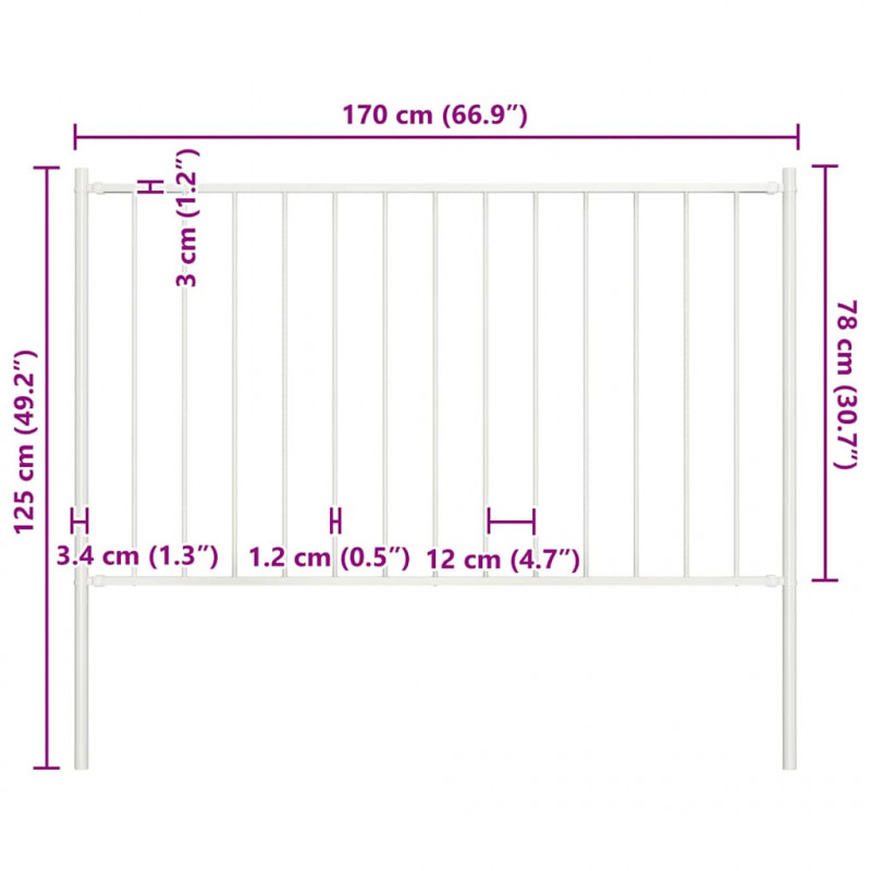 Panel ogrodzeniowy Woerden ze słupkami stalowymi 1,7x0,75 m, biały