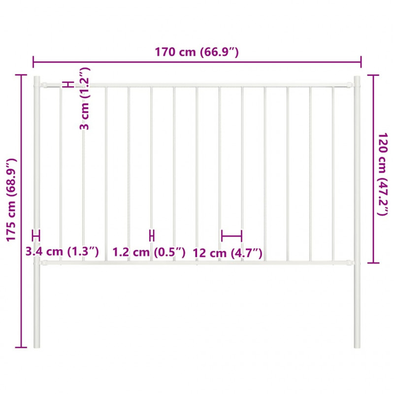 Panel ogrodzeniowy Woerden ze słupkami stalowymi 1,7x1,25 m biały