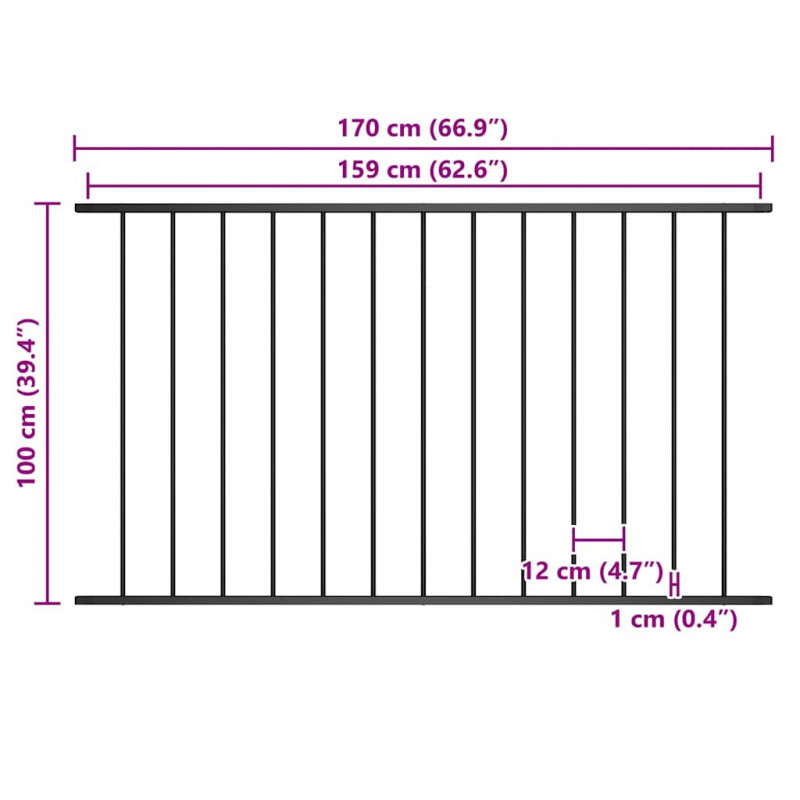 Panel ogrodzeniowy Woerden stal malowana proszkowo 1,7x1 m czarny
