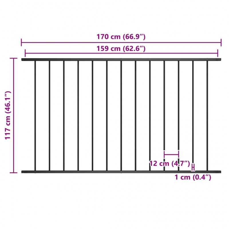 Panel ogrodzeniowy Woerden stal malowana proszkowo 1,7x1,17 m czarny