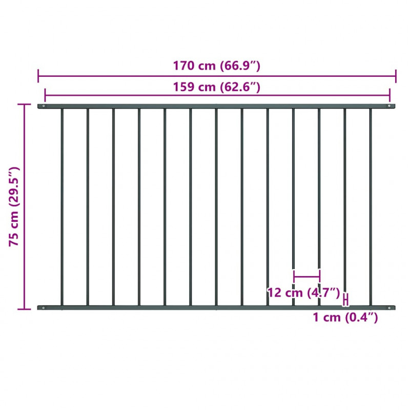 Panel ogrodzeniowy Woerden stal malowana proszkowo 1,7x0,75 m Antracyt